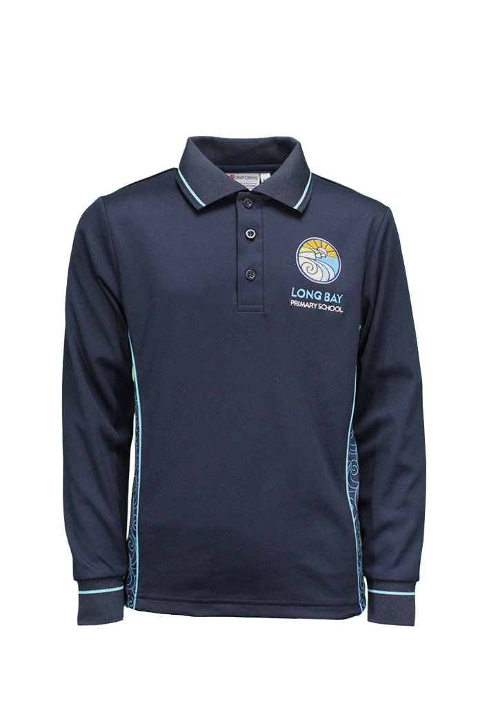 Long Bay Primary Polo LS Navy/Cyan